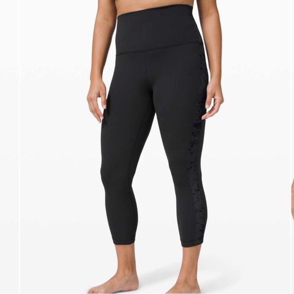 {6} Lululemon Align Super High-Rise Crop Crushed Velvet Black - Picture 1 of 10